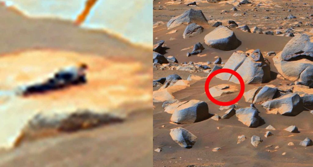 una persona che osserva il rover su Marte