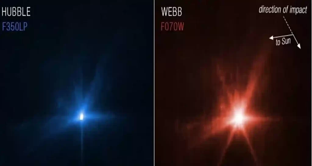 James Webb Telescope riprende impatto del missile su asteroide