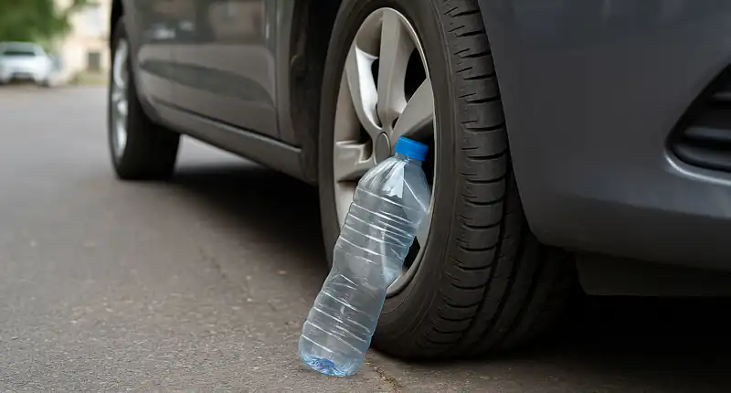 Truffa della bottiglia di plastica per rubare auto