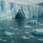 Ghiacciaio imponente con evidenti segni di scioglimento