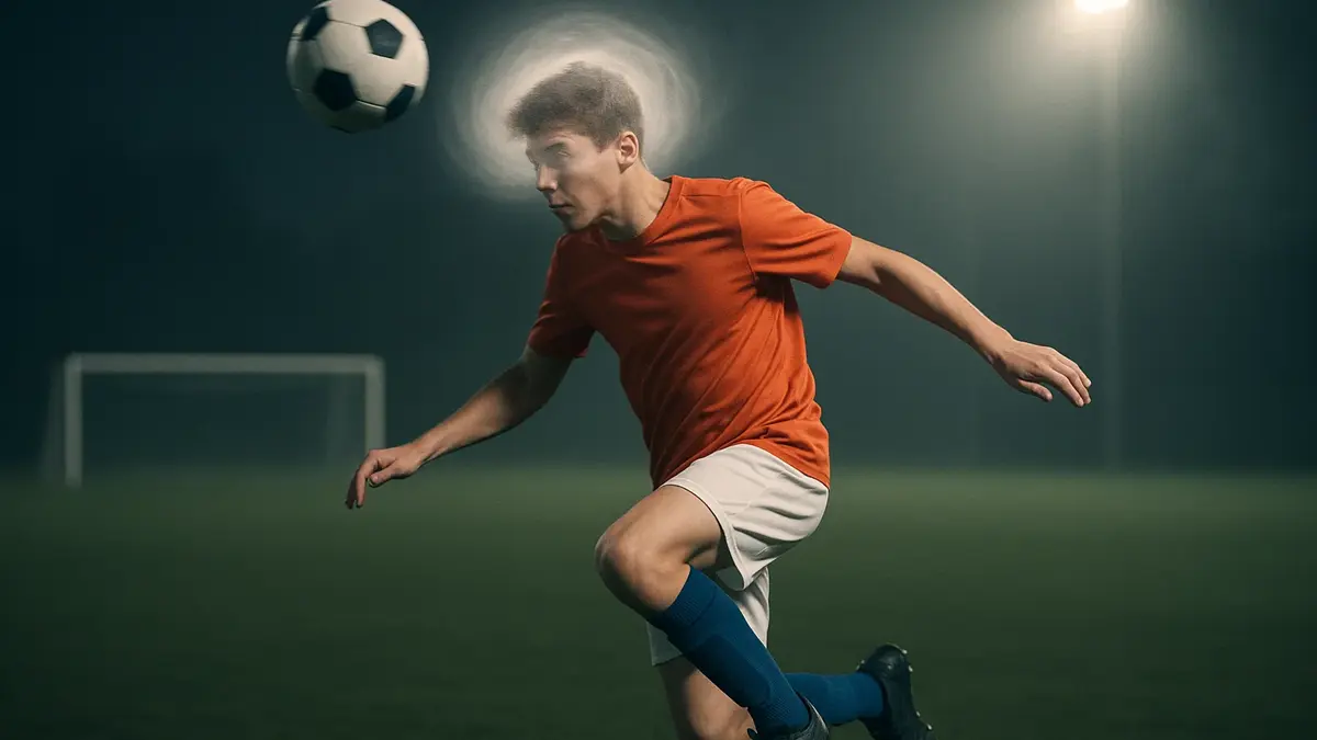 Giovani calciatori in allenamento con un focus sul pallone e sulle teste dei giocatori