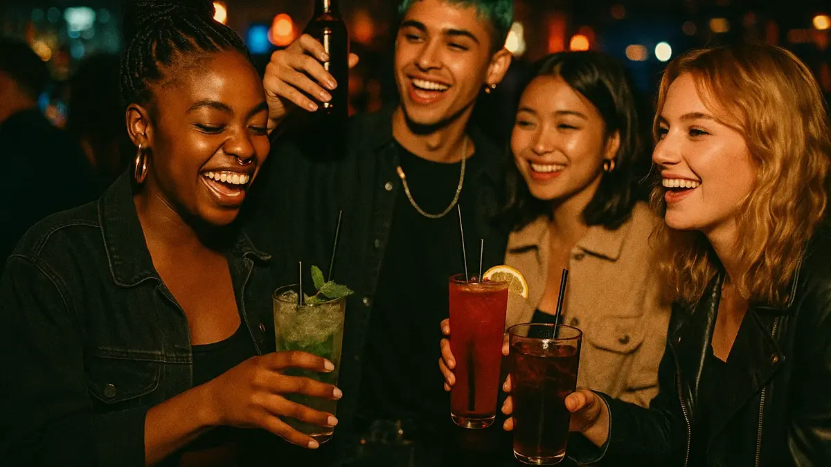 Giovani della Generazione Z che socializzano in un bar