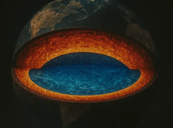 Illustrazione di un oceano nascosto nel mantello terrestre