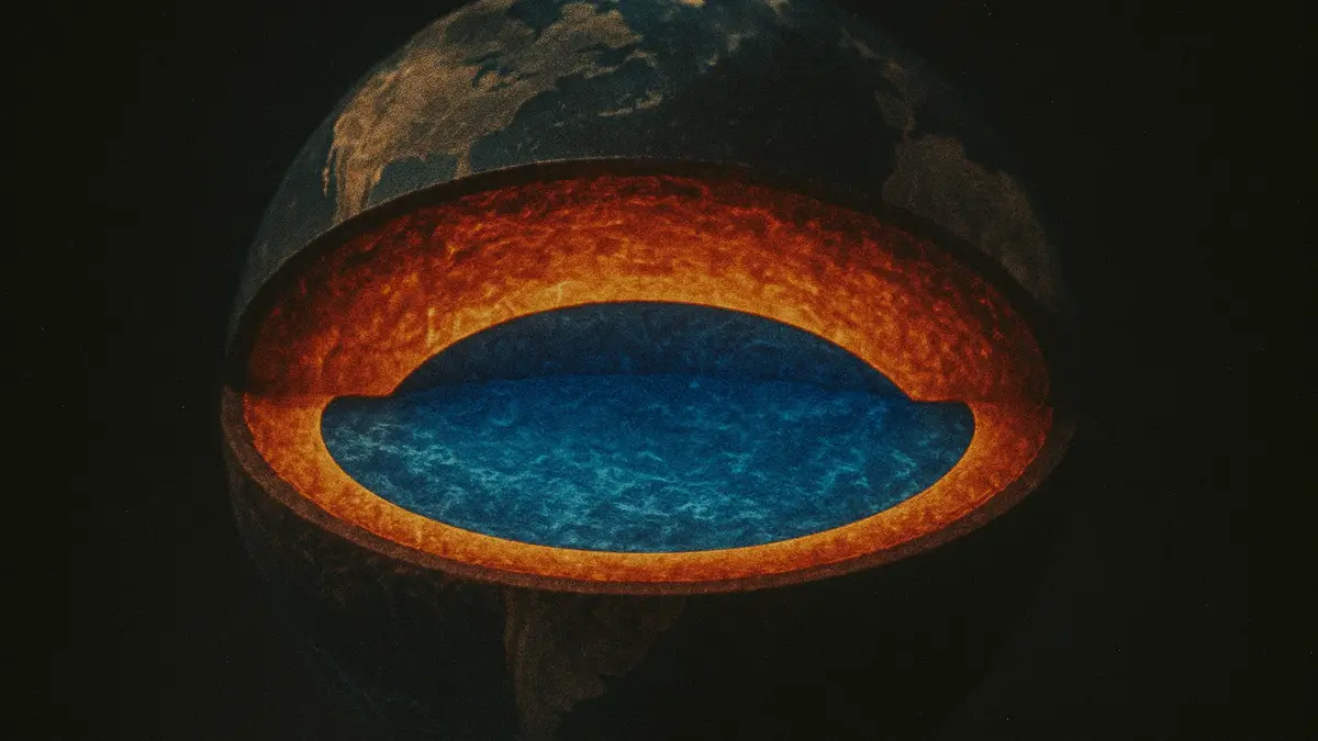 Illustrazione di un oceano nascosto nel mantello terrestre