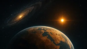 Immagine artistica di un esopianeta roccioso simile alla Terra