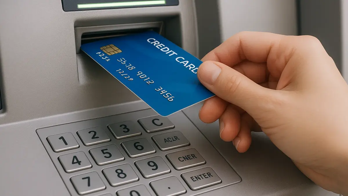 Immagine di una carta di credito trasparente vista in sezione