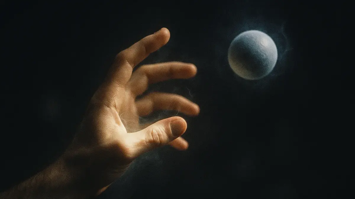 Mano stilizzata che emana onde di energia verso un oggetto che levita