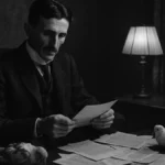 Nikola Tesla da solo in una stanza di albergo