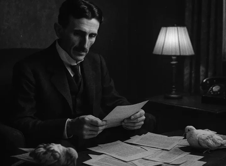 Nikola Tesla da solo in una stanza di albergo