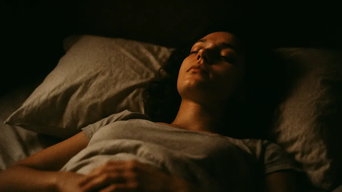 Persona che dorme supina su un letto