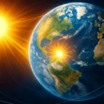 Rappresentazione artistica della Terra inclinata sul suo asse