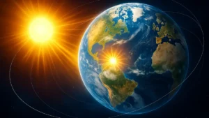Rappresentazione artistica della Terra inclinata sul suo asse