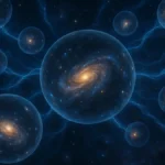 Rappresentazione artistica di più universi sovrapposti o connessi tra loro nello spazio