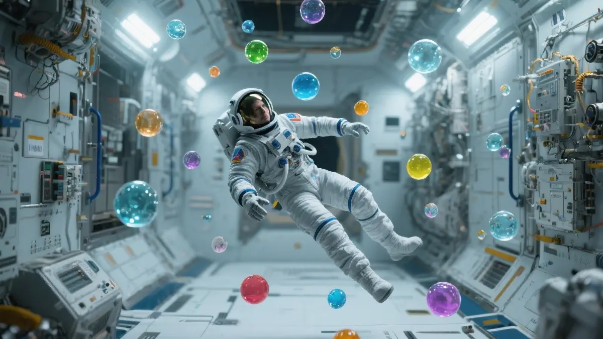 Un astronauta all'interno della Stazione Spaziale Internazionale