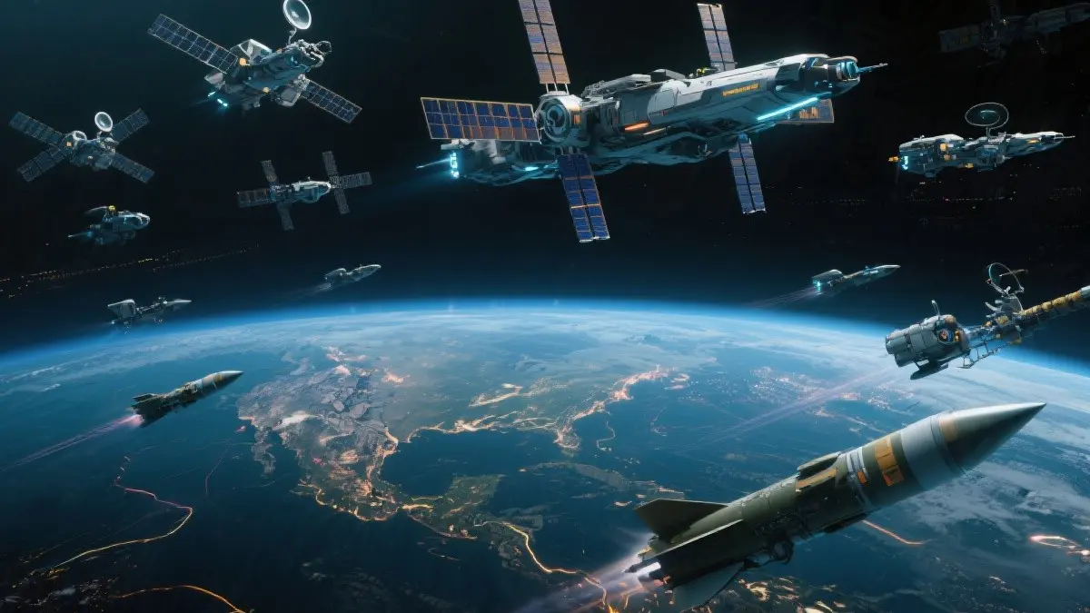 Un centro di controllo spaziale moderno e futuristico