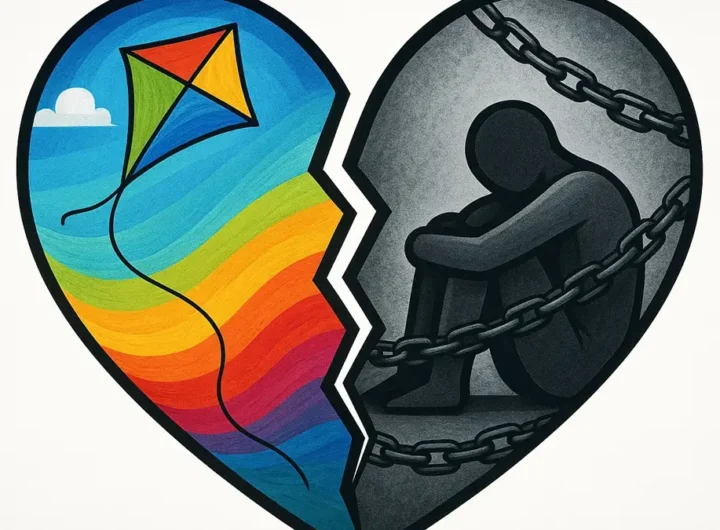 Un cuore stilizzato diviso a metà