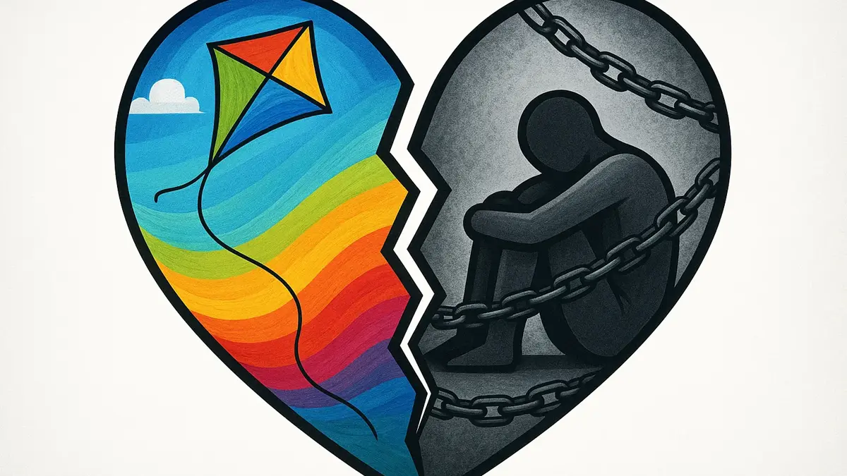 Un cuore stilizzato diviso a metà