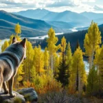 Un paesaggio panoramico del Parco Nazionale di Yellowstone con lussureggianti foreste di pioppi tremuli in crescita