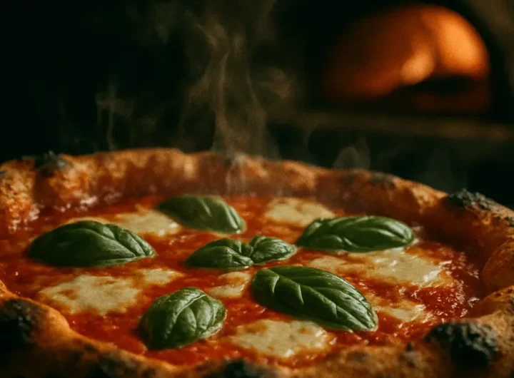 Un primo piano di una pizza Margherita tradizionale