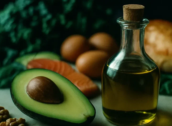 Un tavolo da cucina con una selezione di alimenti tipici della dieta chetogenica
