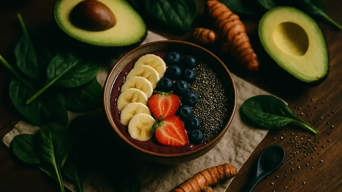 Una ciotola colorata e invitante piena di diversi superfood