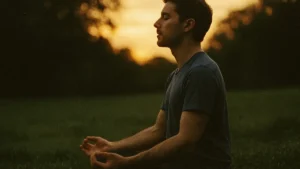 Una persona in posizione meditativa