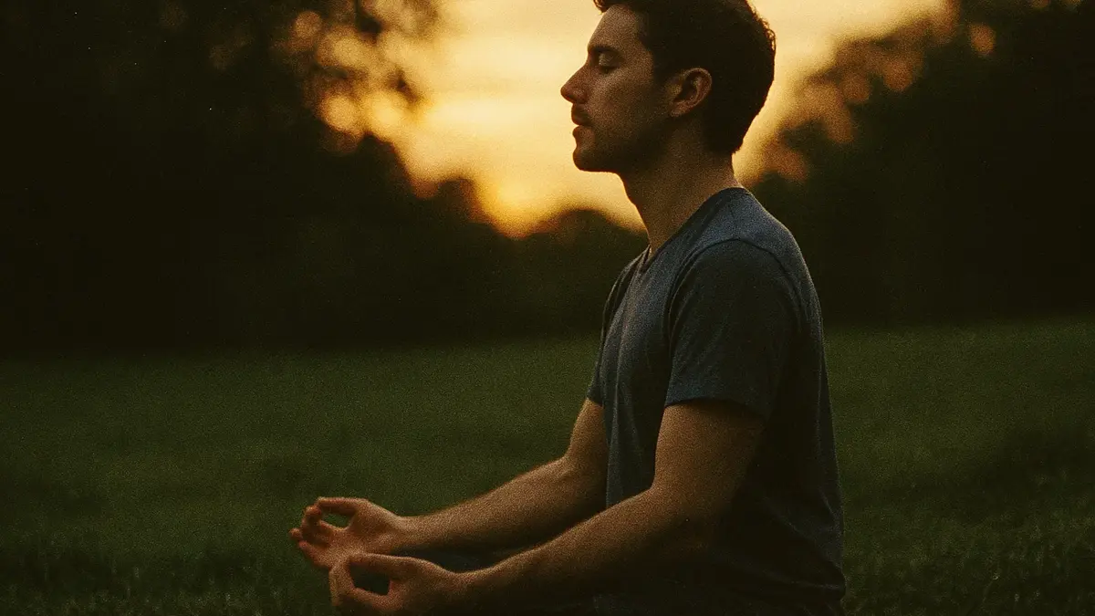 Una persona in posizione meditativa