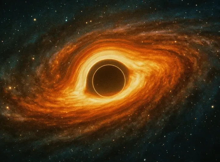 Una rappresentazione artistica di un buco nero supermassiccio al centro di una galassia
