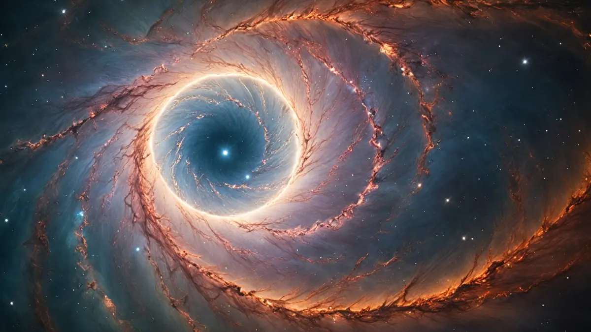 Una rappresentazione artistica di una galassia a spirale con aloni di materia oscura invisibile che la circondano