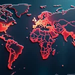Un'immagine digitale stilizzata che rappresenta un attacco hacker a livello globale