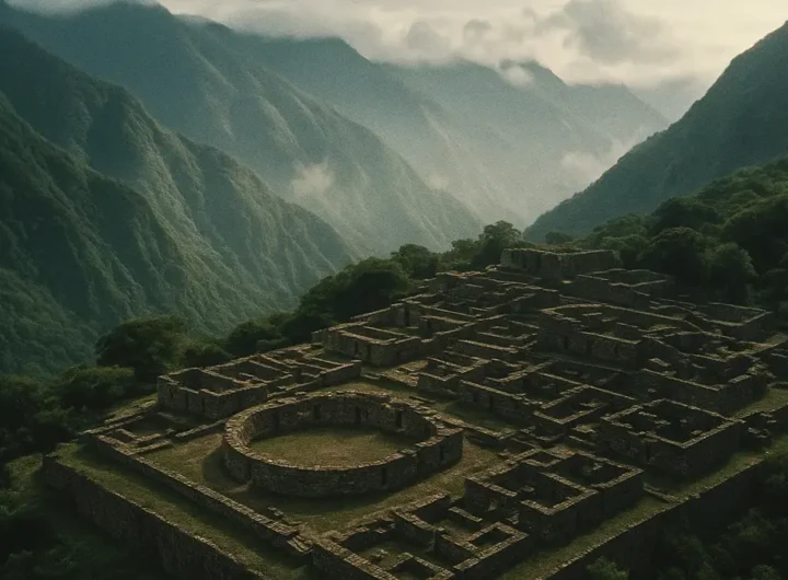 Veduta aerea della città antica di Peñico in Perù