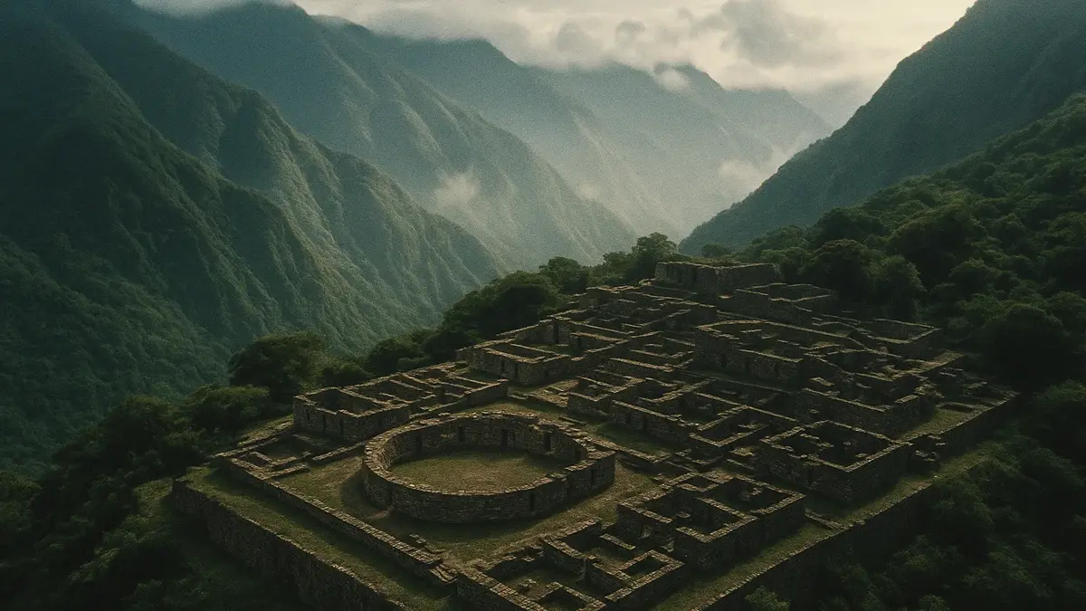 Veduta aerea della città antica di Peñico in Perù