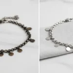 A sinistra un oggetto argento visibilmente annerito a destra lo stesso oggetto brillante e pulito