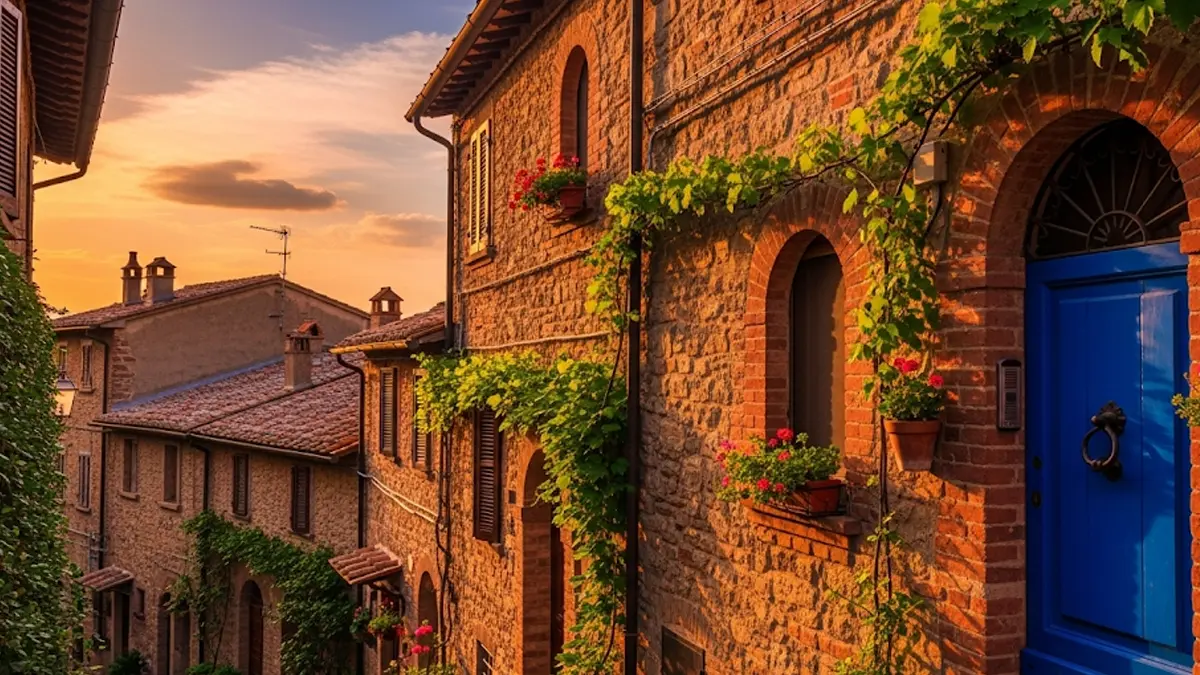 Facciata di una tipica casa terratetto in un centro storico italiano