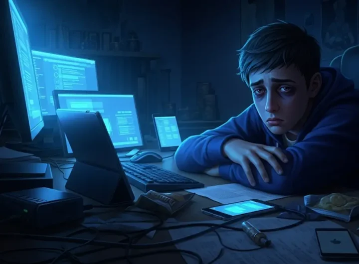 Giovane della Generazione Z seduto al computer