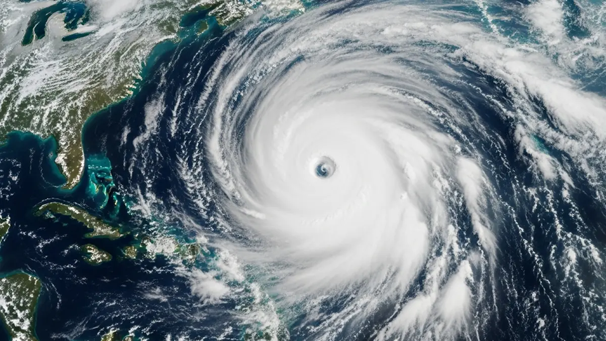 Immagine satellitare uragano Erin su Oceano Atlantico