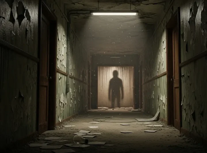 Ombra misteriosa in un vecchio corridoio di casa