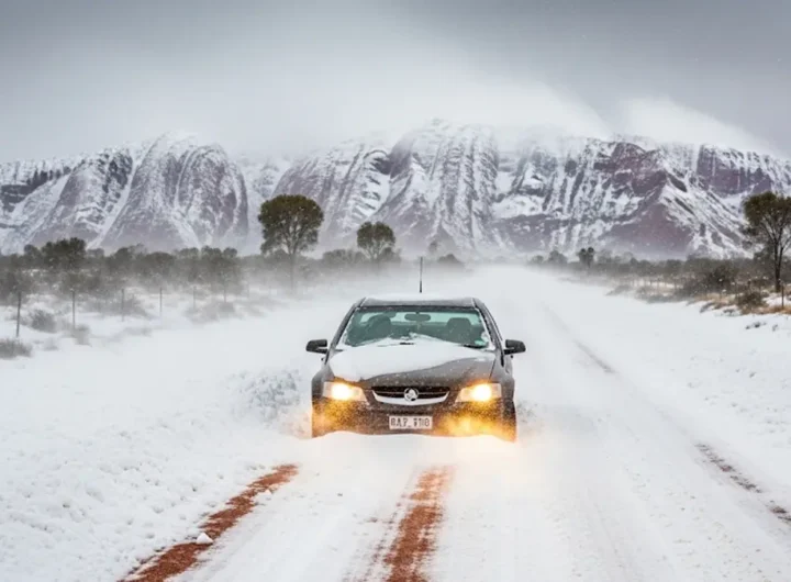 Paesaggio australiano coperto di neve