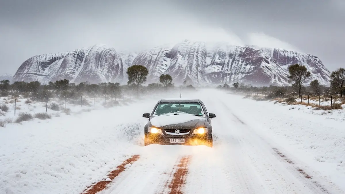 Paesaggio australiano coperto di neve