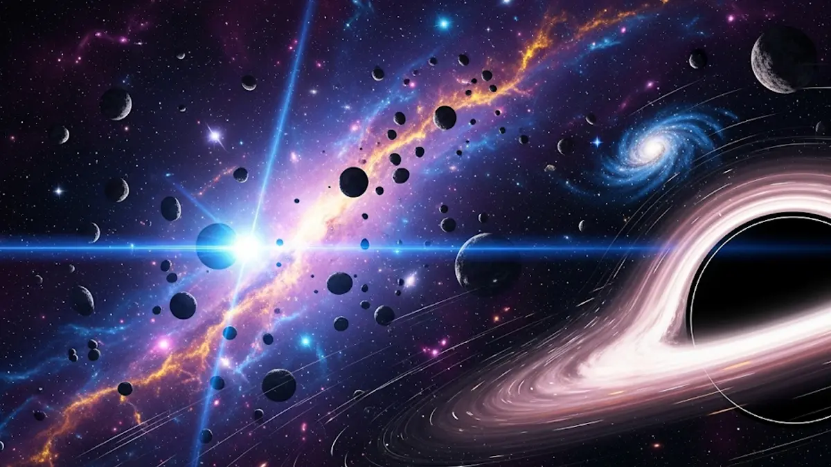 Rappresentazione artistica di un buco nero che deforma lo spaziotempo