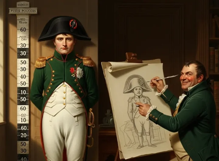Ritratto storico stilizzato di Napoleone Bonaparte visto di profilo