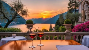 Terrazza di una villa di lusso con vista sul Lago di Como