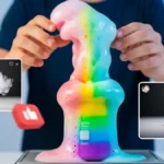 Un collage di immagini vivaci che mostrano diverse challenge scientifiche di TikTok
