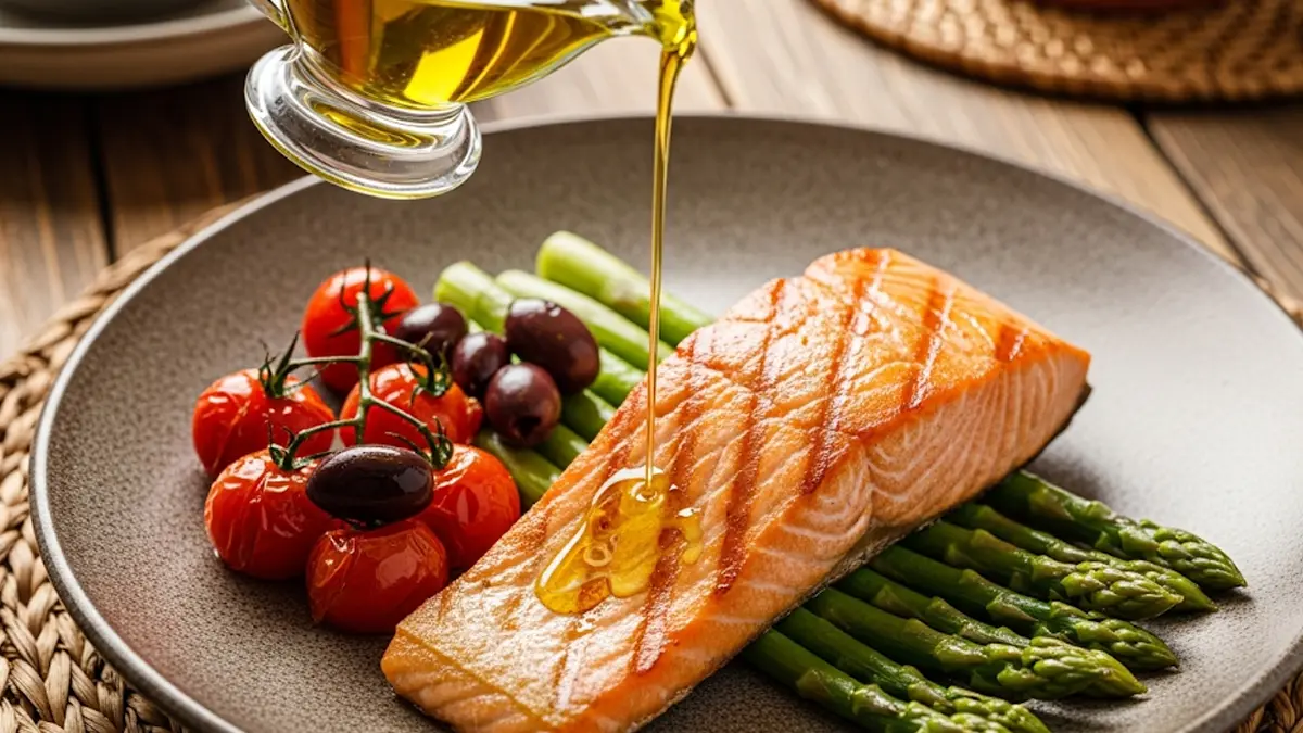 Un piatto colorato e salutare rappresentativo della dieta chetogenica mediterranea