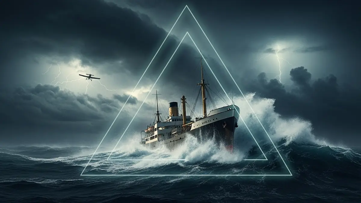 Una nave mercantile del XX secolo naviga in un mare molto mosso sotto un cielo scuro e tempestoso