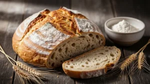 Una pagnotta di pane rustico senza impasto