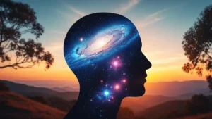 Una persona di profilo con gli occhi chiusi e un espressione serena