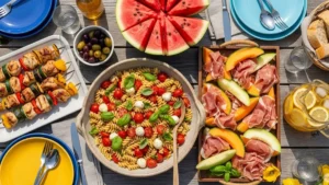 Una tavola estiva imbandita a aperto