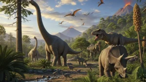 composizione che mostra alcuni dinosauri