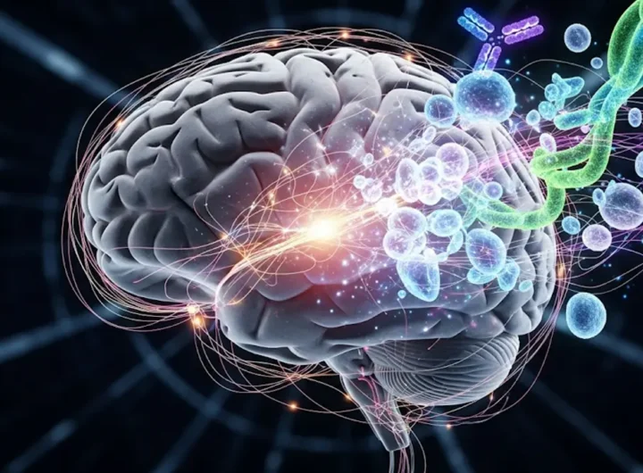illustrazione astratta che mostra un cervello stilizzato al centro